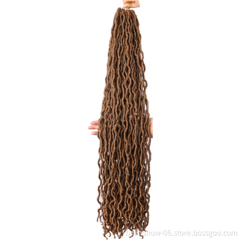 Hot sell Synthetic Gypsy Locs Extension Jumbo Braids Freetress Wavy Curly Crochet Braid Hair 36 inches  Goddess Faux Locs Hair